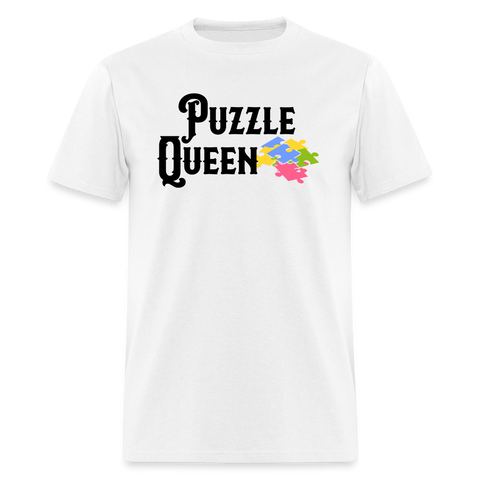 puzzle queen dark font shirt - white