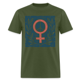 woman sign olive branch shirt - military green