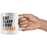 Eat Sleep Code Repeat White Mug