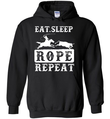 Eat Sleep Rope Repeat - Rodeo Sports Hoodie