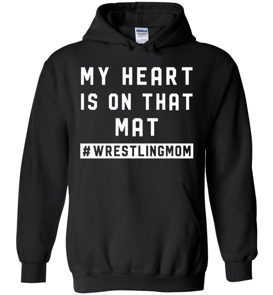 My Heart Is On That Mat #wrestlingmom - Motherhood Family Hoodie