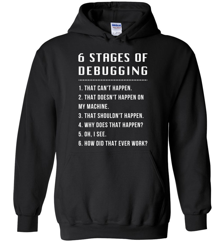 6 Stages Of Debugging - Programmer Profession Hoodie