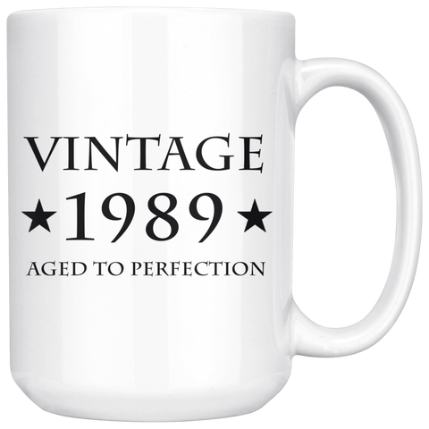 Vintage 1989 Aged to Perfection 15oz White Mug