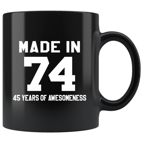 Made In 74 11oz Black Mug