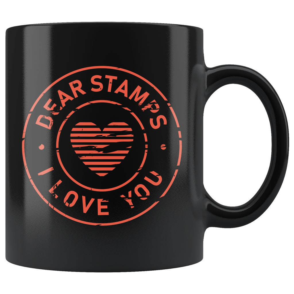 Dear Stamps I Love You 11oz Black Mug