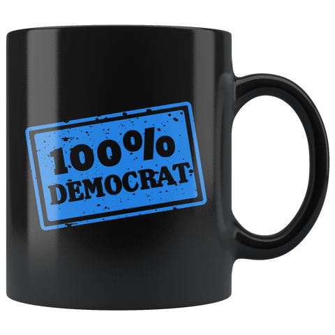 100% Democrat 11oz Black Mug