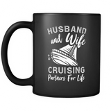 Husband And Wife Cruising Partners For Life Black Mug