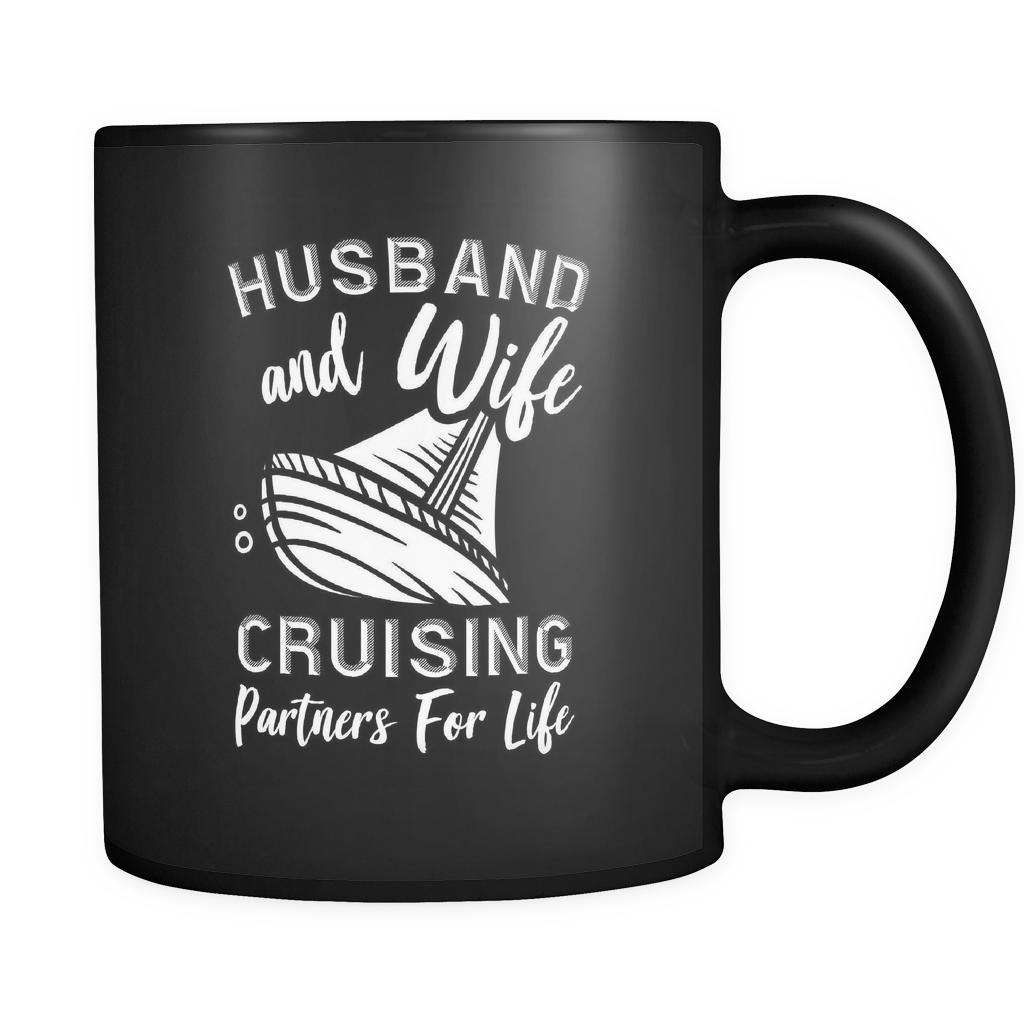 Husband And Wife Cruising Partners For Life Black Mug