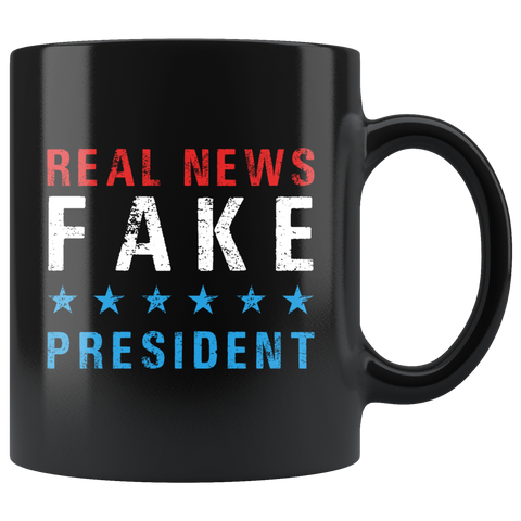 Real News Fake President 11oz Black Mug