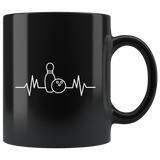Bowling Heartbeat 11oz Black Mug