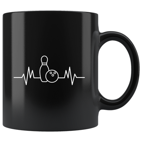 Bowling Heartbeat 11oz Black Mug