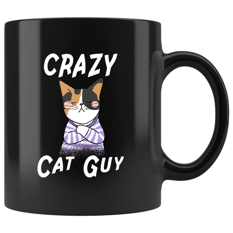 Crazy Cat Guy 11oz Black Mug