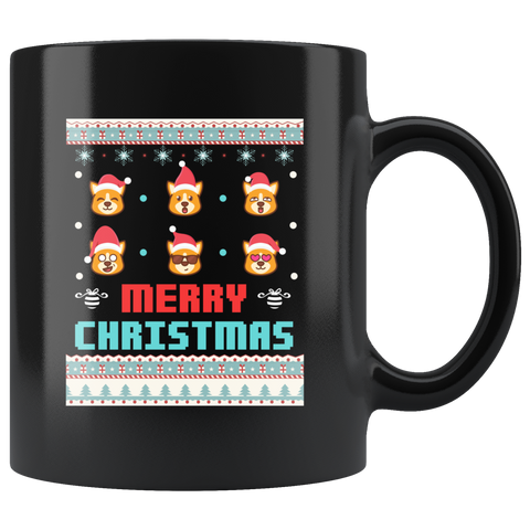 Merry Christmas - Corgis 11oz Black Mug