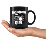 Drummer Girl 11oz Black Mug