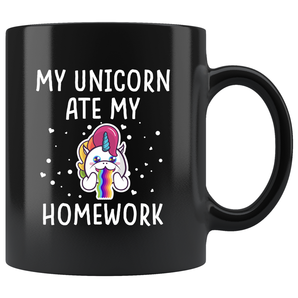 My Unicorn Ate My Homework 11oz Black Mug