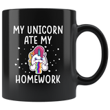 My Unicorn Ate My Homework 11oz Black Mug