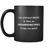 Life Without Music Black Mug