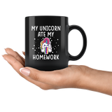 My Unicorn Ate My Homework 11oz Black Mug