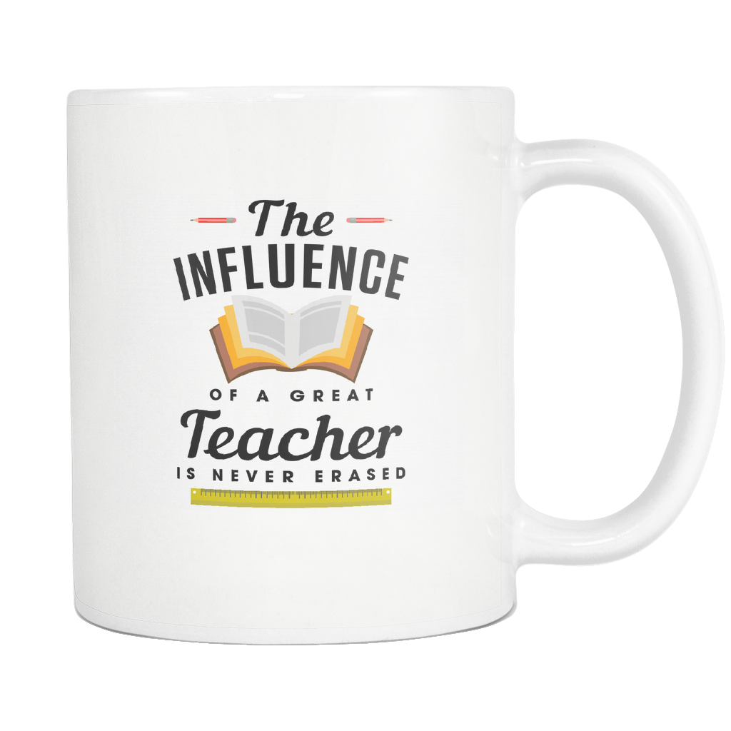 The Influence Of A Great Teacher Is Never Erased White Mug