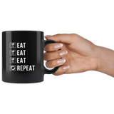 Eat Eat Eat Repeat 11oz Black Mug