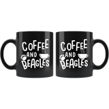 Coffee And Beagles 11oz Black Mug