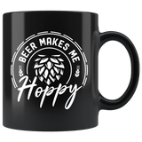 Beer Makes Me Hoppy 11oz Black Mug