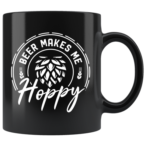 Beer Makes Me Hoppy 11oz Black Mug