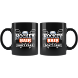 Hockey Hair Don't Care 11oz Black Mug
