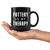 Pottery Is My Therapy 11oz Black Mug