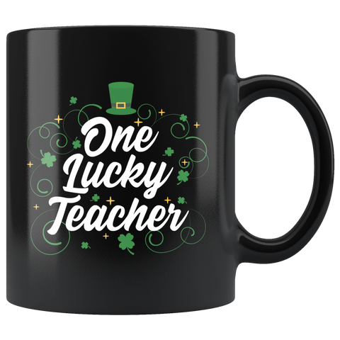 One Lucky Teacher 11oz Black Mug