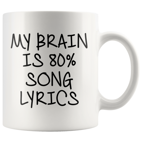 My Brain Is 80% Song Lyrics White Mug