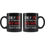 Only 2% Of The World Has Red Hair 11oz Black Mug