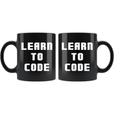 Learn To Code 11oz Black Mug