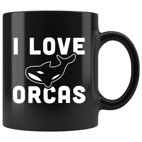 I Love Orcas 11oz Black Mug