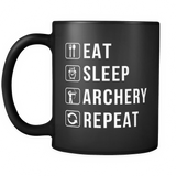 Eat Sleep Archery Repeat Black Mug