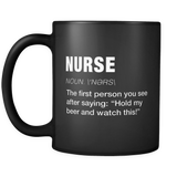 Nurse Definition Mug in Black