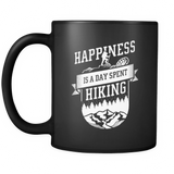 Happiness Is A Day Spent Hiking Black Mug