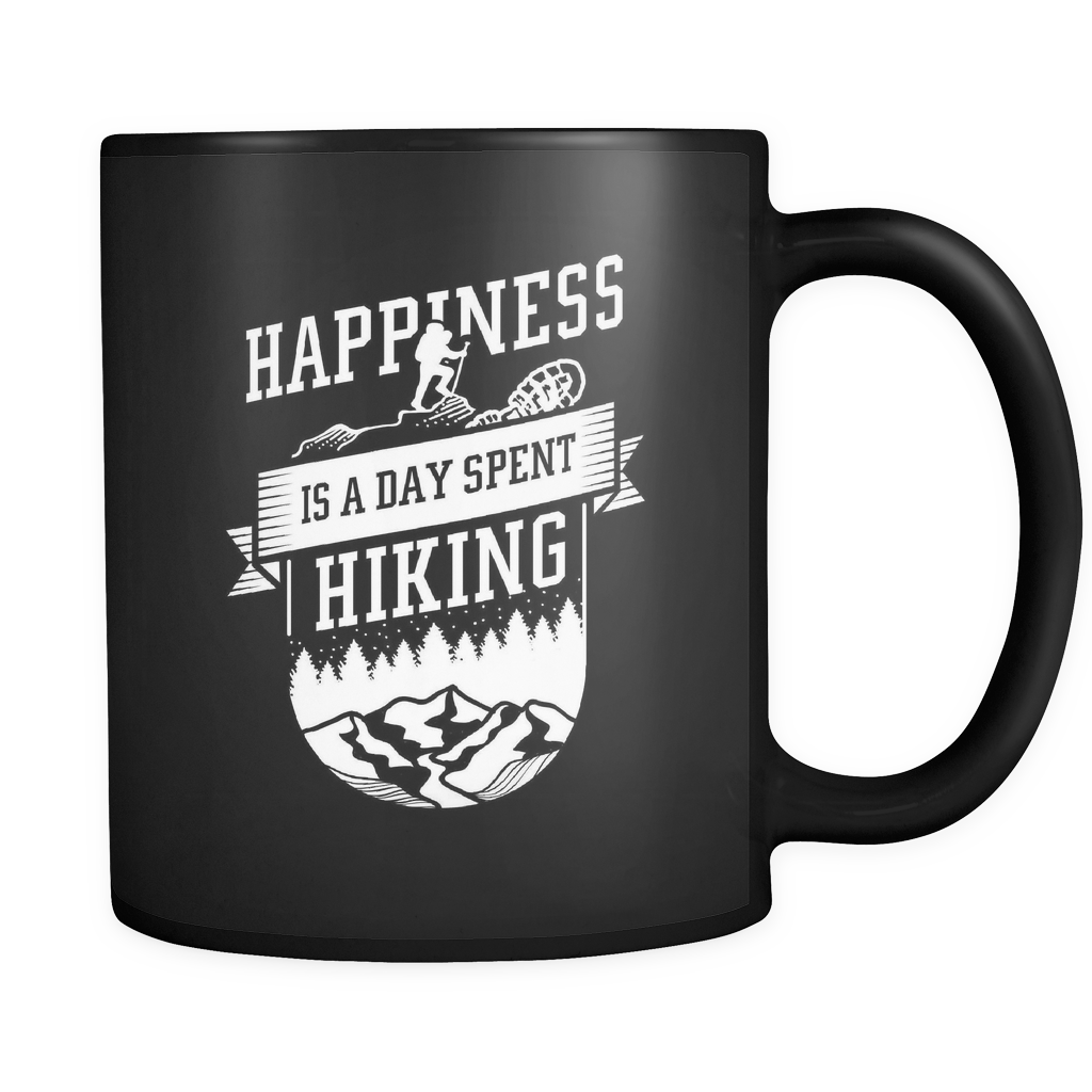 Happiness Is A Day Spent Hiking Black Mug