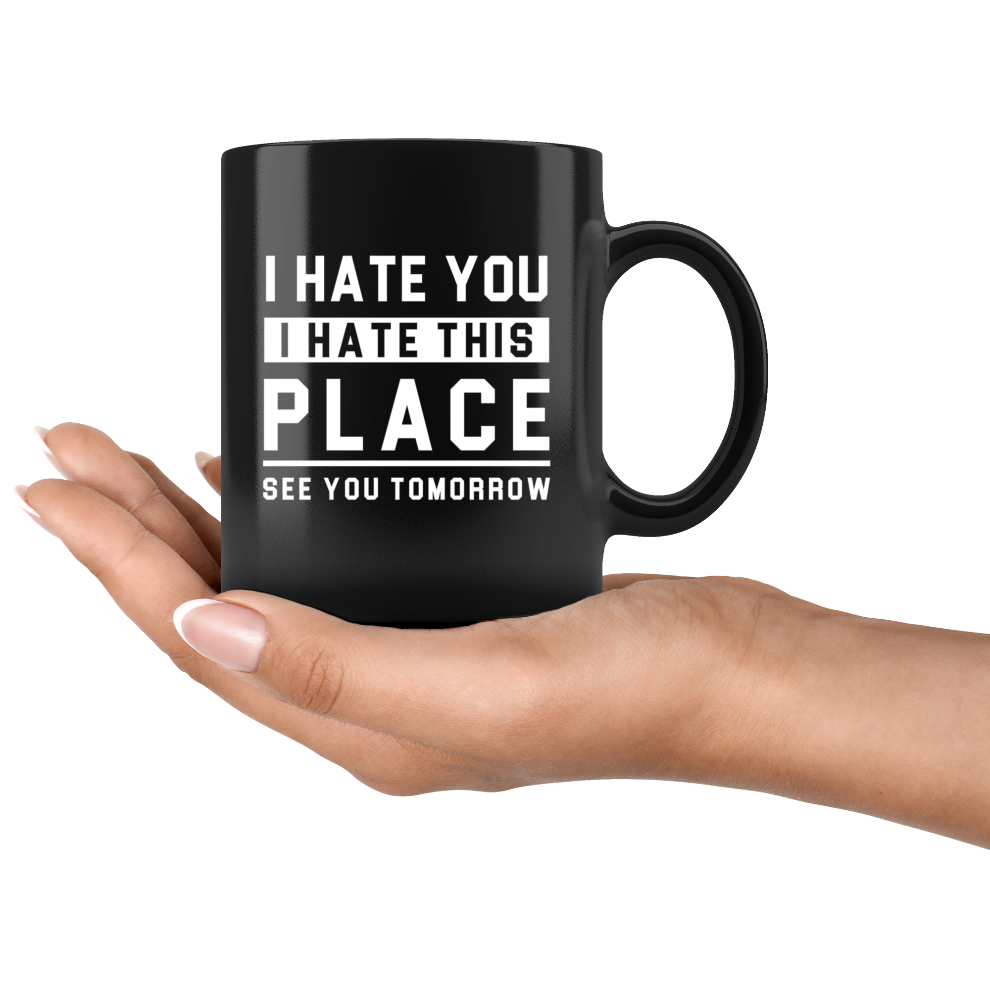 I Hate You I Hate This Place See You Tomorrow 11oz Black Mug 