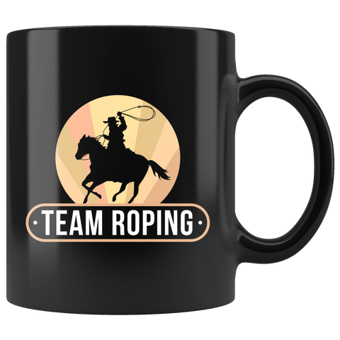 Team Roping - Cowboy 11oz Black Mug