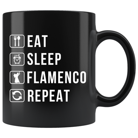 Eat Sleep Flamenco Repeat 11oz Black Mug