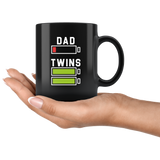 Dad Empty Battery Twins Full Batteries 11oz Black Mug