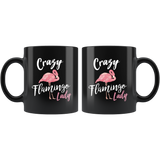 Crazy Flamingo Lady 11oz Black Mug