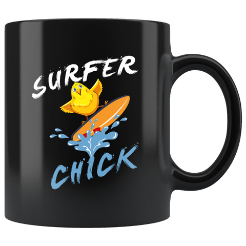 Surfer Chick 11oz Black Mug