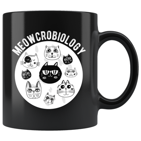 Meowcrobiology 11oz Black Mug