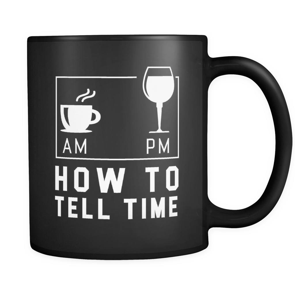 How To Tell Time AM PM Black Mug