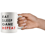 Eat Sleep Game Repeat 11oz White Mug