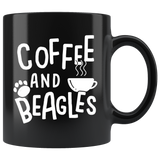 Coffee And Beagles 11oz Black Mug