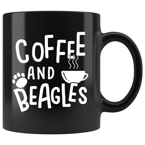 Coffee And Beagles 11oz Black Mug