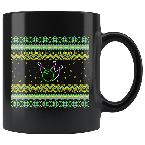 Christmas Bowling 11oz Black Mug